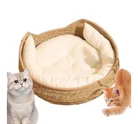 De Couchage Pour Animaux De Compagnie - 35x35x13cm Nid De Chat, Coussin De Corde En Coton, Style De Lit Tissé Avec Oreiller Doux | Mobilier Relaxant Toute La Saison Pour Appartement En Salle Et