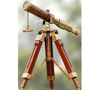 De Cube Télescope vintage en laiton avec objectif DF et trépied réglable Idéal pour les enfants et les débutants Décoration de table de bureau ou d'intérieur À collectionner (patine antique sur