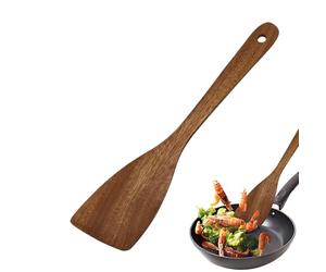 de cuisine de qualité supérieure - à frire en bois, outil de cuisson à long manche, plate antiadhésive avec résistante à la chaleur | Parfait pour remuer, retourner,