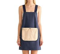 de cuisine, serviette amovible lavable en machine - Tablier avec poches - pour projets artistiques de chef, café, jardinage, maison, intérieur et extérieur, barbecue, bleu, Refer to