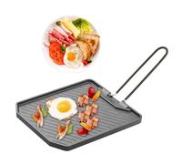 de cuisson antiadhésive avec poignée pliable | Plaque de cuisson pour intérieur, maison, appartement, camping, camping-car, cuisine, jardin, barbecue, pique-nique