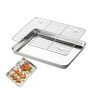 de cuisson carrée en acier inoxydable anti-adhésive avec grille de refroidissement, grille de cuisson - Pour cuisine, barbecue, extérieur, terrasse, pelouse, cour, arrière-cour, jardin
