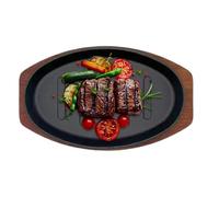 de cuisson pour barbecue - Plateau de service ovale en fer de 25,4 cm, base de support de présentation de repas de cuisson à conduction thermique, outil de propagation de la chaleur pour gril à