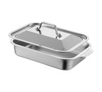 de cuisson profonde en acier inoxydable - 46,5 x 28,5 x 6 cm | à rôtir | Moule à brownie pour cuisson au four, lasagnes, cocotte, viande, légumes