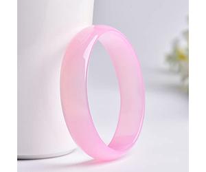 de de en Jade Rose de Fleur de Glace Naturelle pour Femmes, chalcédoine Rose Agate Bangle, envoyez Maman, envoyez sa Petite Amie, avec Une boîte à Bijoux, 60 mm