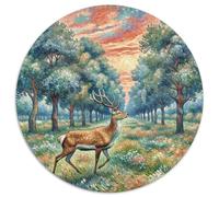 de de Roe Deer 1000 Pièces Casse-tête Animaux Puzzle Circulaire pour Adultes Et Enfants Classiques Cadeaux Qualité Supérieure 1000pcs (67.5x67.5cm)