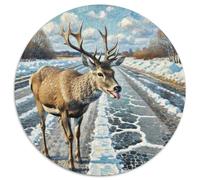de de Roe Deer 1000 Pièces Casse-tête Animaux Puzzles Circulaires pour Adultes Et Enfants Classiques l'art De La Décoration Moderne Qualité Supérieure 1000pcs (67.5x67.5cm)