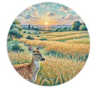 de de Roe Deer 1000 Pièces Puzzle Animaux Puzzle Rond pour Adultes Et Enfants Classiques Jeux De Défi Uniques Décompression 1000pcs (67.5x67.5cm)