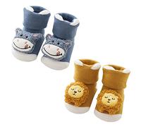 De feuilles 2 Paires Chaussettes Bébé Antidérapant en Coton épais Socquette pour Nouveau-né Enfant Garçon Fille Chaud Doux Souple Maison Printemps Hiver