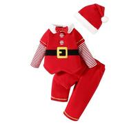 De feuilles 3 PCS Vêtement Noël Bébé Enfant Garçon Fille 0 à 4 Ans Ensemble Tenue Lutin Elfe Top Haut Manche Longue + Pantalon + Bonnet Costume Fête Tout-petit