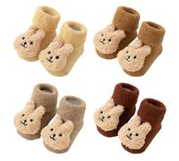 De feuilles 4 Paire Chaussette Tricoté Hiver Bébé Tout-petit Chaussette Bas en Tricot Extensible Epais Doublure Polaire Chaude Anti-dérapant Motif 3D Peluche Mignonne
