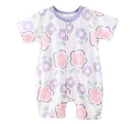 De feuilles Barboteuse Body Eté Bébé Garçon Fille Combishort Pyjama Grenouillère Manches Courtes Imprimé Fleurie Mignonne pour 0 à 1 Ans