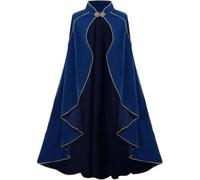 De feuilles Cape Médiévale Femme Elégante Cape Longue de Princesse Chevalier en Daim Style Vintage Gothique avec Bordure Déguisement Vampire Sorcière