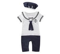 De feuilles Chic-Chic Body Barboteuse Bébé avec Chapeau en Coton Ensemble T-Shirt Bébé Garçon Marin Confortable Souple été