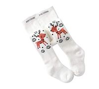 De feuilles Collant Bébé Fille en Coton Legging Chausette Motif Imprimé Rayure sans Couture Peau-serré Doux et Mignon Blanc 7-8 Ans