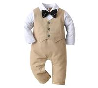 De feuilles Ensemble Barboteuse Gentilhomme Bébé Garçon Tenue Costume Gentleman Onepiece Jumpsuit Smoking avec Chapeau 0 à 1 Ans