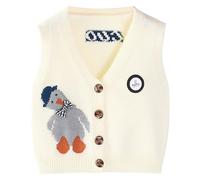 De feuilles Gilet Cardigan sans Manche en Tricot Bébé Garçon Fille Pull Gilet sans Manches Tricotée Boutonnée Col en V Motif Mignon Hiver Noël