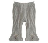 De feuilles Legging Hiver Bébé Fille à Bas Evasé Casual Pantalon Naissance Fillette Bootcut Tricoté Taille Elastique avec Noeud Décoratif