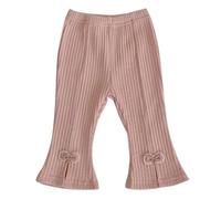 De feuilles Legging Hiver Bébé Fille à Bas Evasé Casual Pantalon Naissance Fillette Bootcut Tricoté Taille Elastique avec Noeud Décoratif