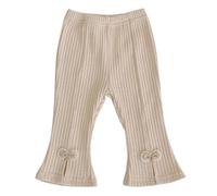 De feuilles Legging Hiver Bébé Fille à Bas Evasé Casual Pantalon Naissance Fillette Bootcut Tricoté Taille Elastique avec Noeud Décoratif