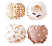 De feuilles Lot de 4 Bloomer Culotte Bébé Enfant Fille Panties Pants sous-Vêtement Taille Elastique Ourlet Dentelle Imprimé Fleuri Animal Mignon