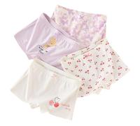 De feuilles Lot de 5 Shorty Boxer Bébé Fille Fillette Uni en Coton Doux Super et Confortable Enfnant(Modèle B,5-6 ans(120/L))