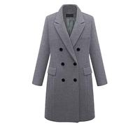 De feuilles Manteau d'hiver pour femme Automne Hiver deux rangées Manteau long Revers Trenchcoat Veste de transition Dufflecoat Outwear - Gris - 44