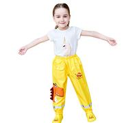 De feuilles Pantalon de Pluie Garçon Fille Pantalon Imperméable Enfant avec Bande Rétro-réfléchissante Doublé Polaire Coupe-Vent Sport
