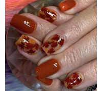 De Feuilles Presse Sur Les Ongles 24 Pièces Cercueil Court Ongles Artificiels Européens Avec Revêtement Presse Carrée Courte Sur L'ongle