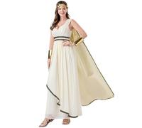 De feuilles Robe Déesse Grecque Ensemble 3 PCS Déguisement Robe Athéna Longue sans Manches Cape Romaine Egyptienne Couronne Elégante pour Jeu de Rôle
