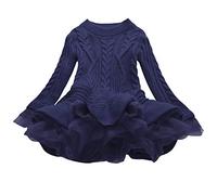 De feuilles Robe en Tricot Bébé Fille Pull Laine Crochet Tutu Robe Manches Longues Col Rond Souple et Mingnon