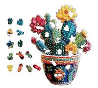 de Fleurs de Cactus - en Bois colorées, Puzzle en Bois de Fleurs de Cactus | Vase pour Adultes et pour Adultes, Adolescents, Filles, Amoureux