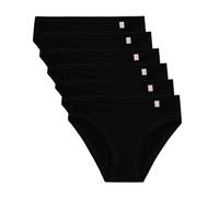 de fonseca Slip Femme Culotte Midi en Coton Biélastique Paquet de 6 et 12, Slip noir x 6, S