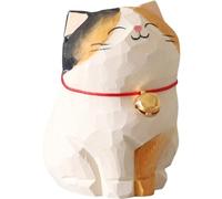 De Gato De Madera, Linda Escultura De Animal De Madera, Estatua Pequeña Tallada, Adorno De Gato, Decoración De Escritorio Para Hogar Y Oficina.