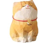 De Gato De Madera, Linda Escultura De Animal De Madera, Estatua Pequeña Tallada, Adorno De Gato, Decoración De Escritorio Para Hogar Y Oficina.