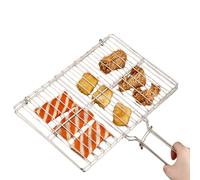 de Gril - de Barbecue | Paniers de Gril à Poisson | Grille de Gril en Acier Inoxydable | Cage rectangulaire légère Portable avec Longue poignée pour Poulet, légumes, Poissons