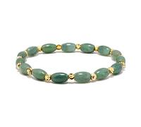 de Jade pour Femmes ， Bracelets perlées ， 6 * 9 mm Perles de Jade Naturelles, Perles d'espaceur en Or plaqué 18 carats, Extensible avec circonférence à Main de 6,5 à 8 Pouces, Cadeaux pour