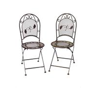 aubaho De Jardin 2X par 9 kg Chaise en Fer forgé Chaise Pliante Brun Style Antique