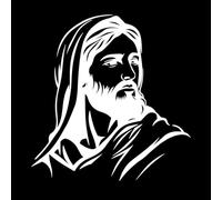 de Jésus-Christ dans une silhouette d'icône simple et épurée Stickers muraux en vinyle 42x43.8cm Culture du tatouage Blanc