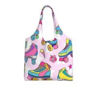 De jolis patins à roulettes,Sacs fourre-tout réutilisables, sacs d'épicerie, sac à bandoulière en toile de grande capacité