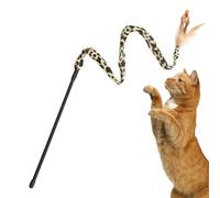 de jouet teaser pour chat, jouet de de chat interactif | Teasers interactifs de chat de de taquinerie avec la plume - Jouet en plumes de chat imprimé léopard, Teaser pour chaton, jouets pour chats d'i
