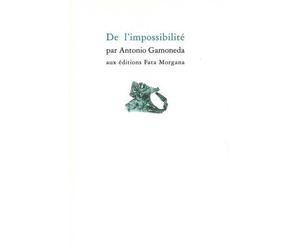 De l’impossibilité - Antonio Gamoneda - Fata Morgana - broché - Poésie