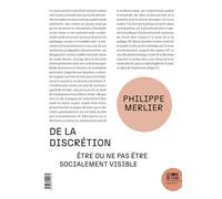 De la discrétion Être ou ne pas être socialement visible - Philippe Merlier - Le Bord De L'eau Eds - broché - Essai