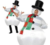 De L'Adulte Gonflable Costume Bonhomme Neige & Chapeau Déguisement Noël Neuf