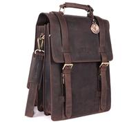 DE LAMASSU Adrian Sacoche en cuir pour ordinateur portable - 2 en 1 - Sac à dos et sac à bandoulière - Pour ordinateur portable jusqu'à 17" - Business - Avec fermeture à boucle et emballage cadeau