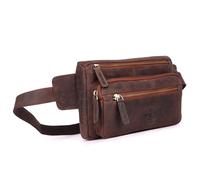 DE LAMASSU Isla Sac banane en cuir véritable - Sac banane unisexe pour homme et femme - Sac banane vintage - 23 x 16 x 4 cm - Sangle réglable - Boîte cadeau, Marron Hunter, Standard, Moderne et
