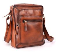 DE LAMASSU Nico Sac à bandoulière unisexe en cuir véritable pour iPad Mini Design vintage Noir 20 x 6,5 x 24 cm, marron clair