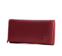 DE LAMASSU Orla Portefeuille Femme en Cuir Véritable - Protection RFID, 22 Fentes pour Cartes, Compartiment à Monnaie - Compartiment SIM, Design Vintage, Boîte Cadeau - 19×9.5cm, rouge, 19 × 9,5 × 3,5