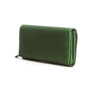 DE LAMASSU Orla Portefeuille Femme en Cuir Véritable - Protection RFID, 22 Fentes pour Cartes, Compartiment à Monnaie - Compartiment SIM, Design Vintage, Boîte Cadeau - 19×9.5cm, vert, 19 × 9,5 × 3,5