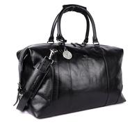 DE LAMASSU Rafael Sac de voyage en cuir véritable - Unisexe Weekender 50 × 35 × 28 cm - Bandoulière réglable, extensible grâce aux boucles latérales, pieds de protection, boîte cadeau, Noir , 50cm x